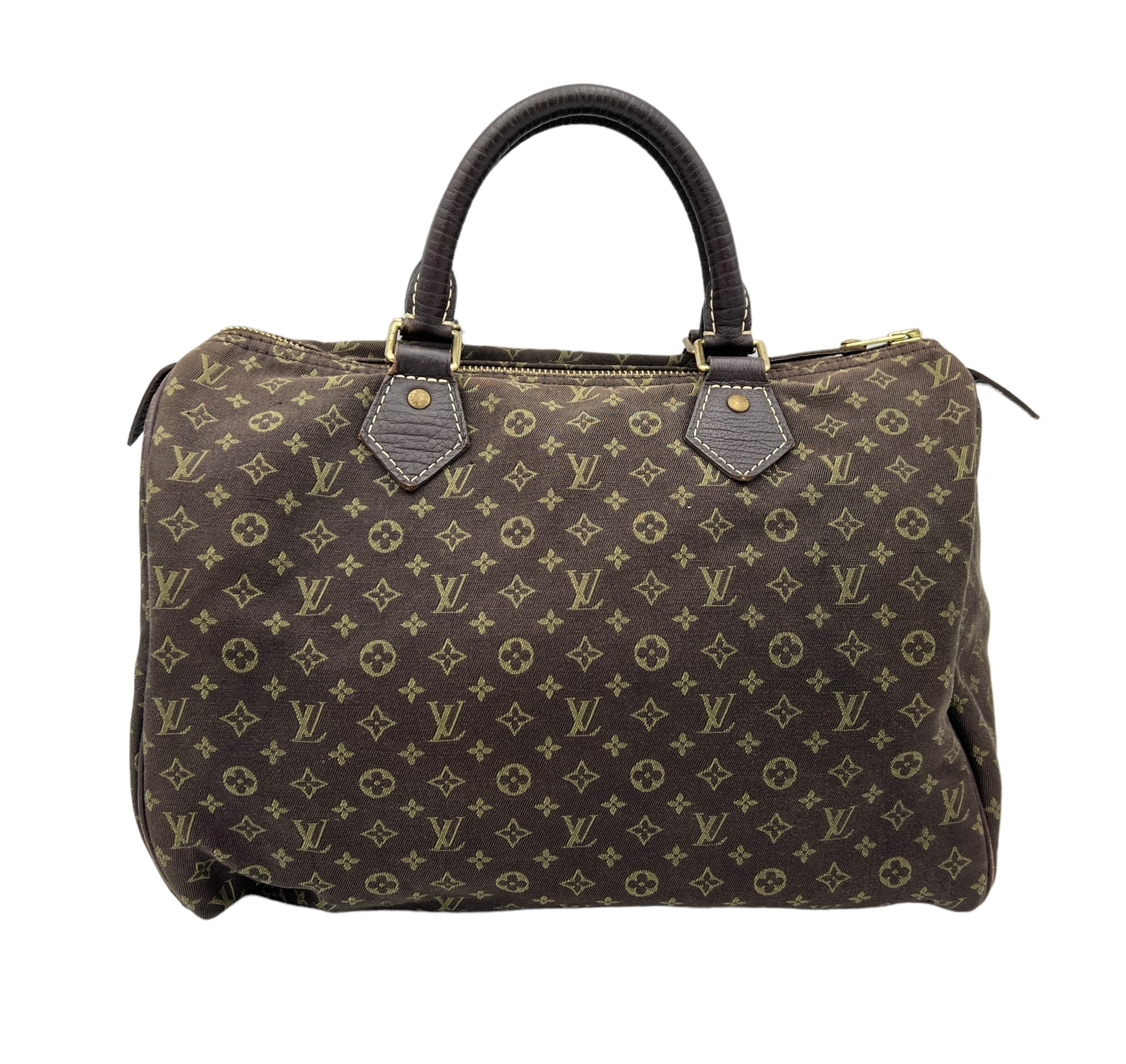 Idylle Monogram 30 Brown Top Handle Bag in Canvas, Gold hardware