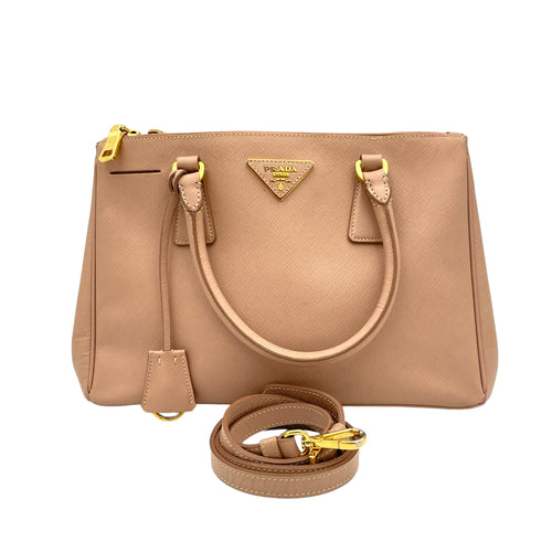 Galleria Medium Pink Top Handle Bag in Calfskin, Gold hardware