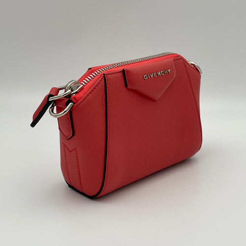 Antigona Nano Pink Crossbody Bag in Calfskin, Silver hardware