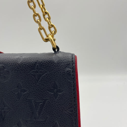 Sulpice One Size Navy Shoulder Bag in Monogram Empreinte Leather, Gold hardware