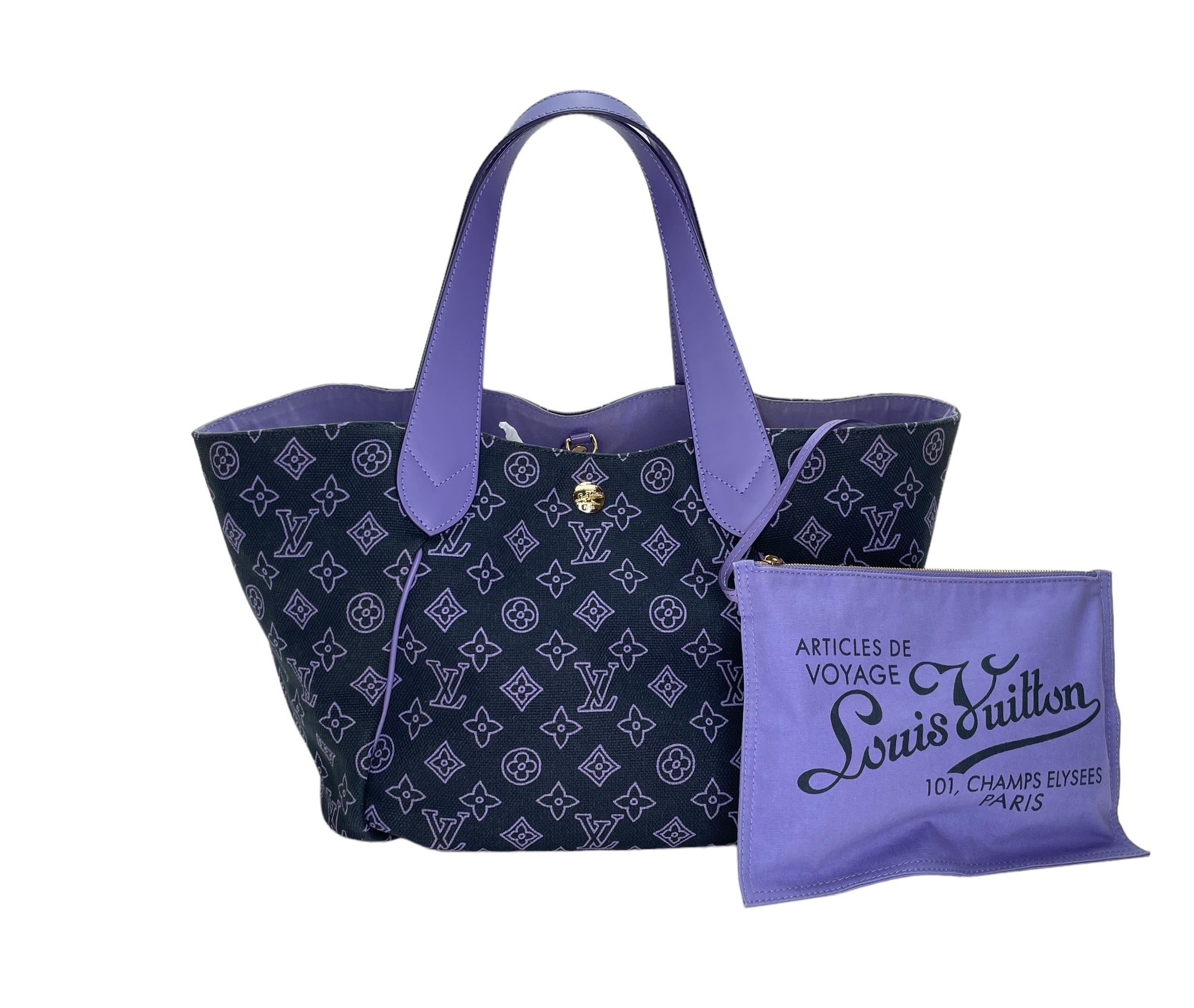 CABAS IPANEMA MARINE GM Purple Tote Bag in Canvas, Gold hardware