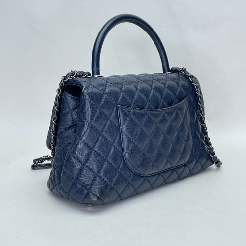 Coco Top handle bag in Caviar leather, Ruthenium Hardware