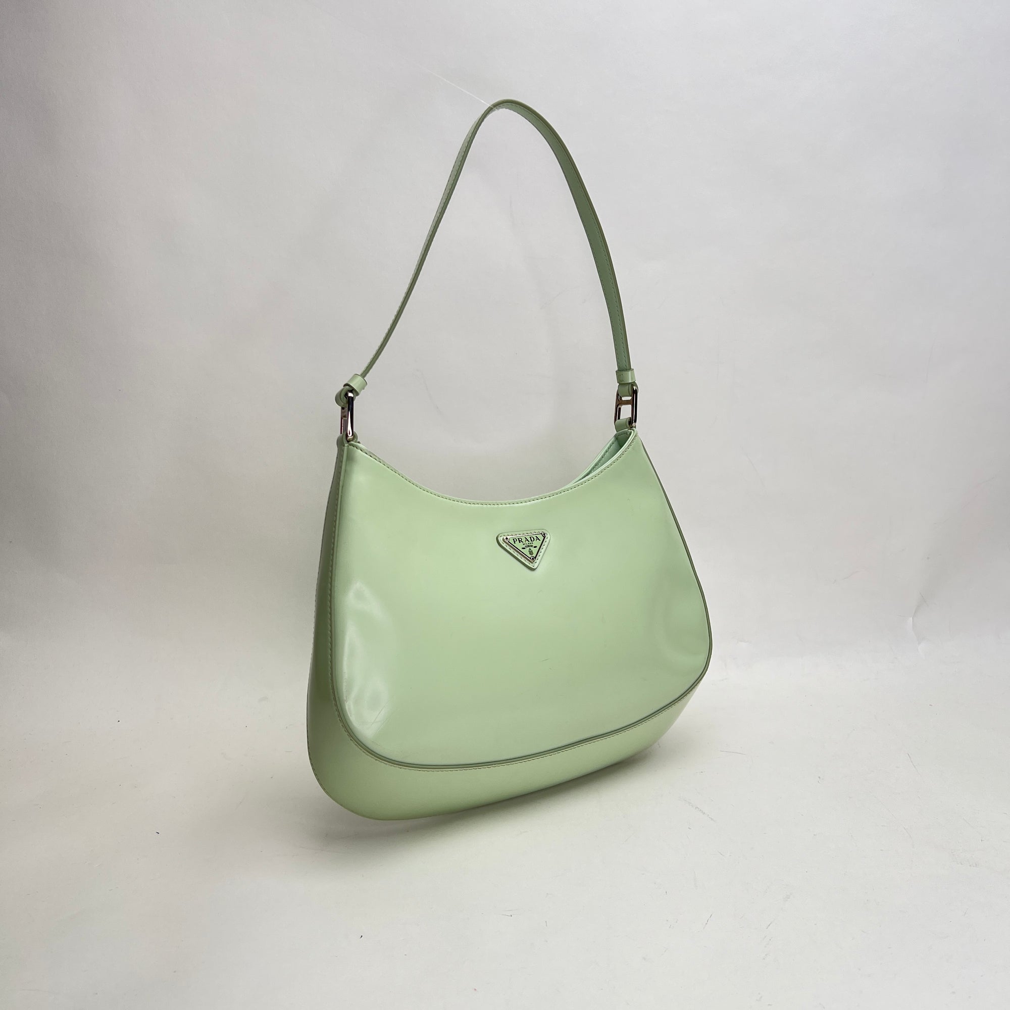 Cleo Green Shoulder Bag in Calfskin, Silver hardware