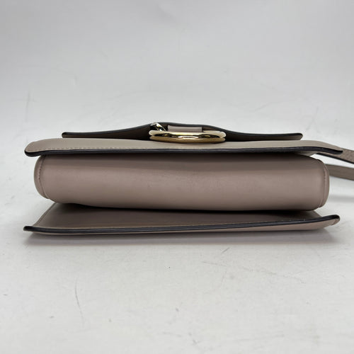 Faye Small Grey Shoulder Bag in Calfskin, Light Gold hardware