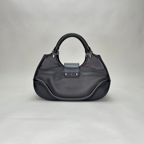 Sac Montaigne Black Top Handle Bag in Epi Leather, Silver hardware