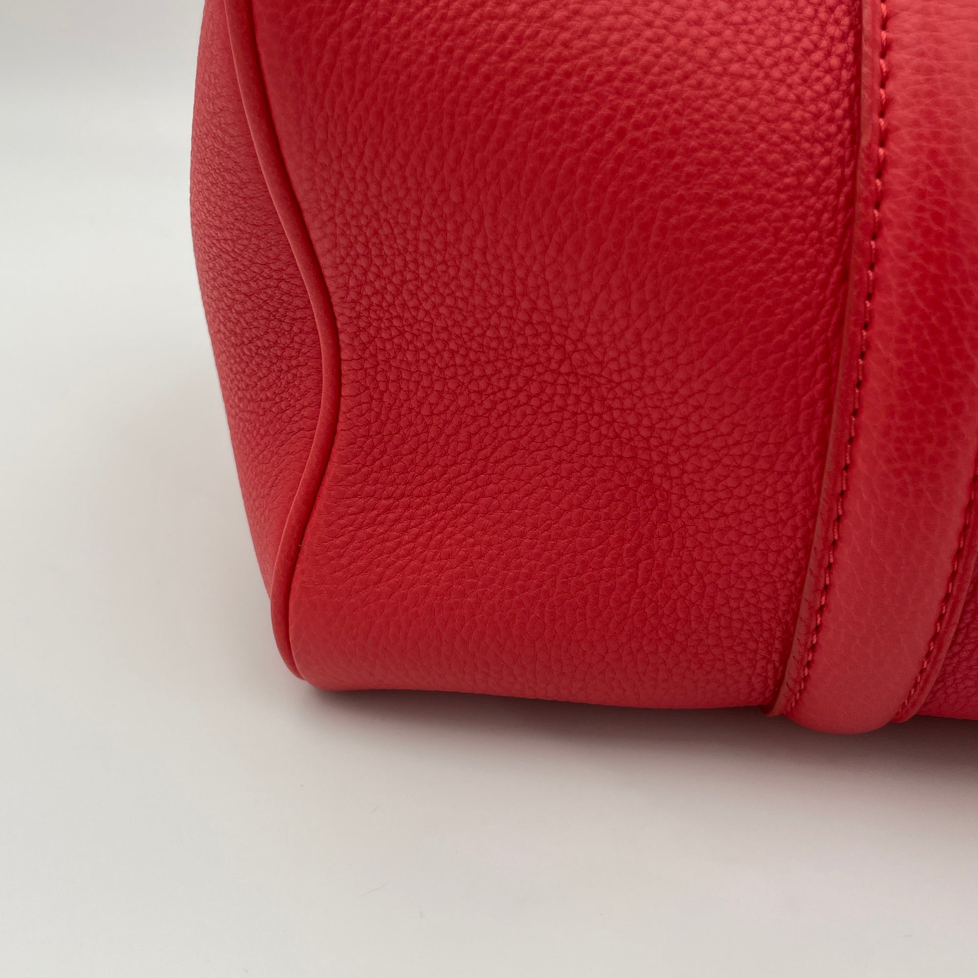 Sofia Copola Boston Red Duffle Bag in Calfskin, Gold hardware