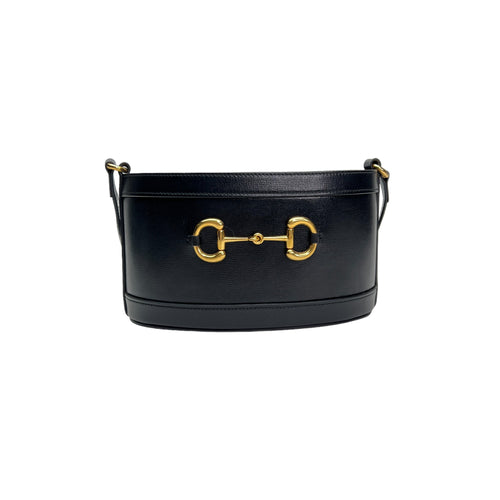 Horsebit 1955 Black Bucket Bag in Calfskin, Gold hardware