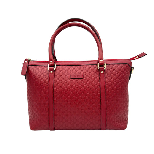 Guccissima Red Top Handle Bag in Calfskin, Gold hardware