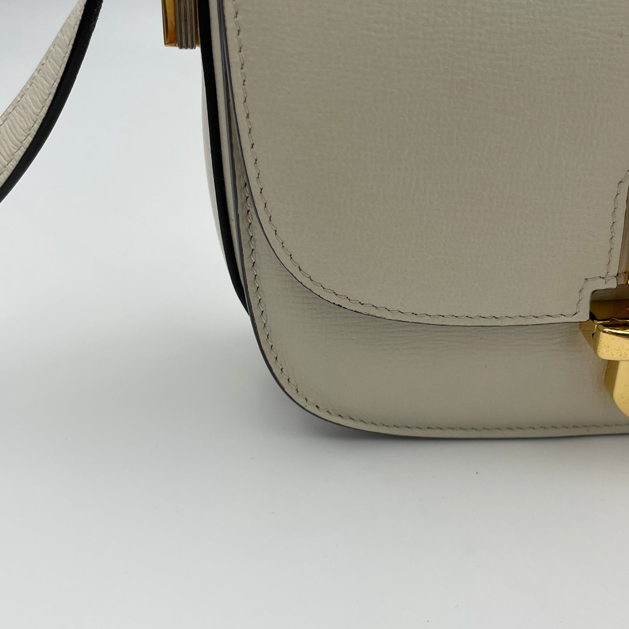 Sylvie 1969 Mini White Crossbody Bag in Calfskin, Gold hardware