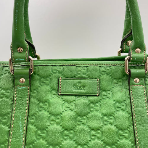 Joy Green Tote Bag in Guccissima Leather, Silver hardware