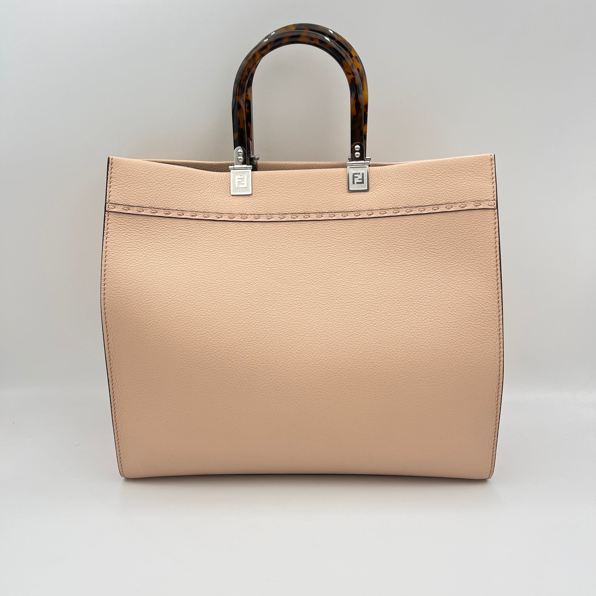 Sunshine Pink Tote Bag in Calfskin, Silver hardware