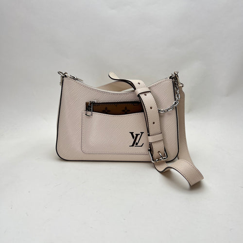 Marelle Shoulder Bag White Shoulder Bag in Epi Leather, Silver hardware