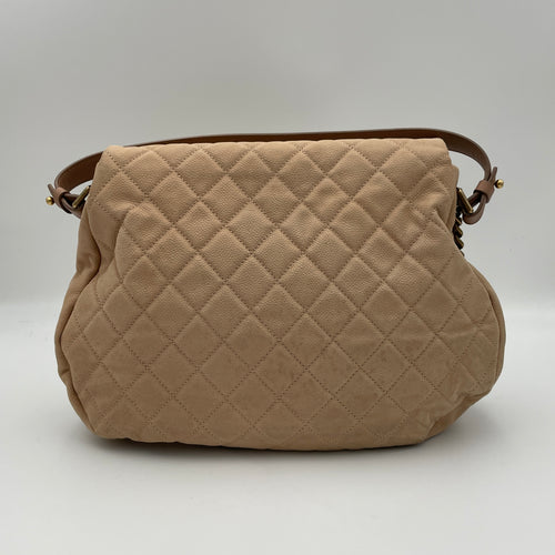 Flap Bag Beige Shoulder Bag in Lambskin, Gold hardware