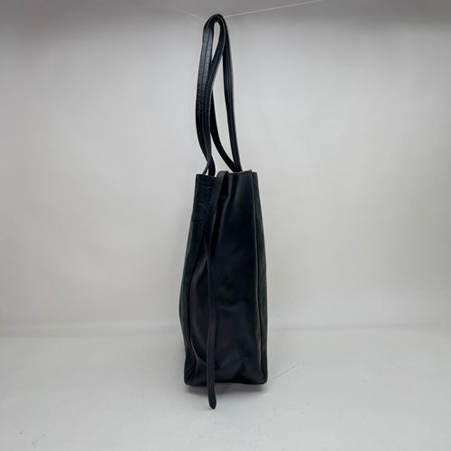 Phantom Cabas Small Black Tote Bag in Suede Leather, Gold hardware