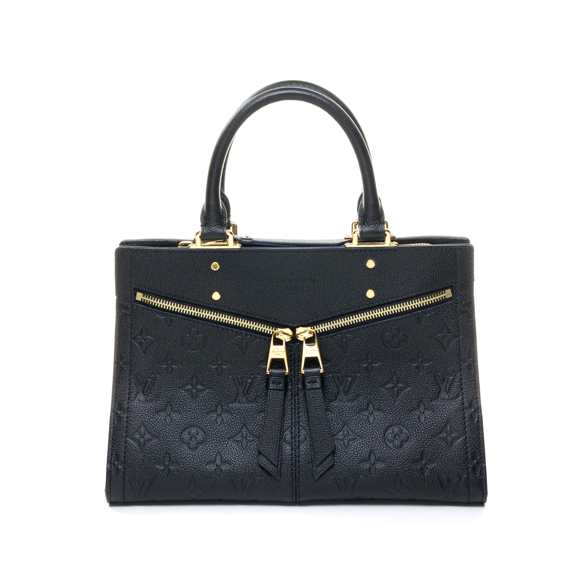 Sully PM Black Top Handle Bag in Monogram Empreinte Leather, Gold hardware