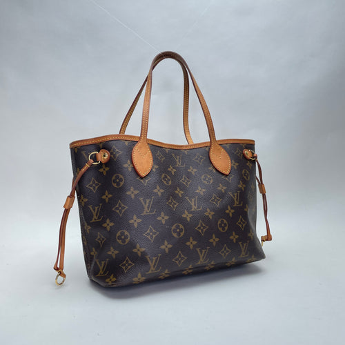 Neverfull PM Brown Tote Bag in Monogram Coated Canvas, Gold hardware