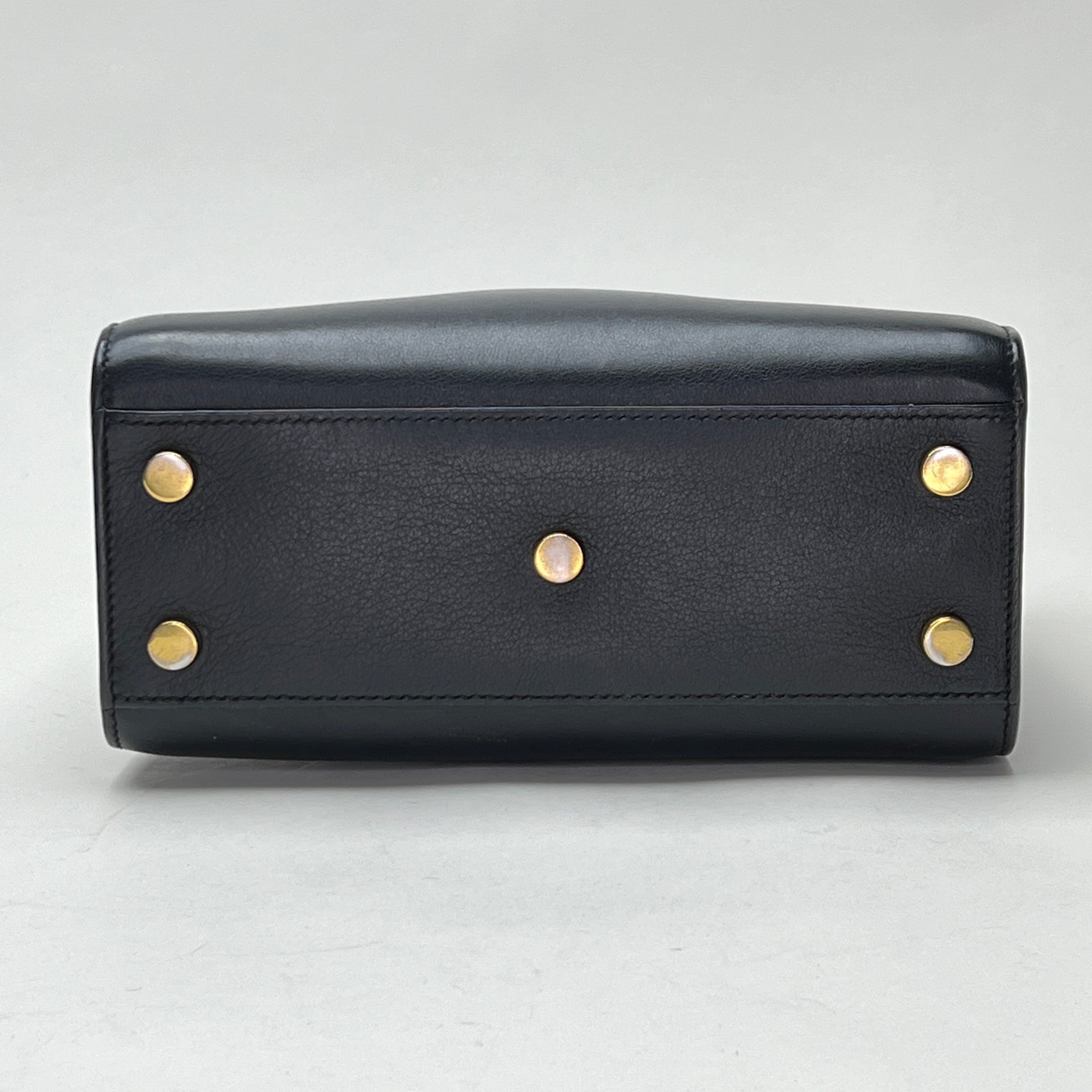 Sac de Jour Nano Black Top Handle Bag in Calfskin, Gold hardware