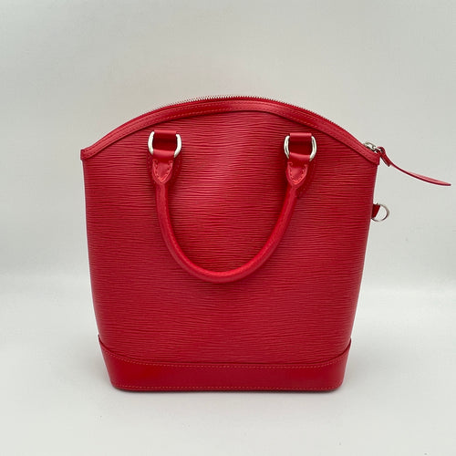 LockIt PM Red Top Handle Bag in Epi Leather, Silver hardware