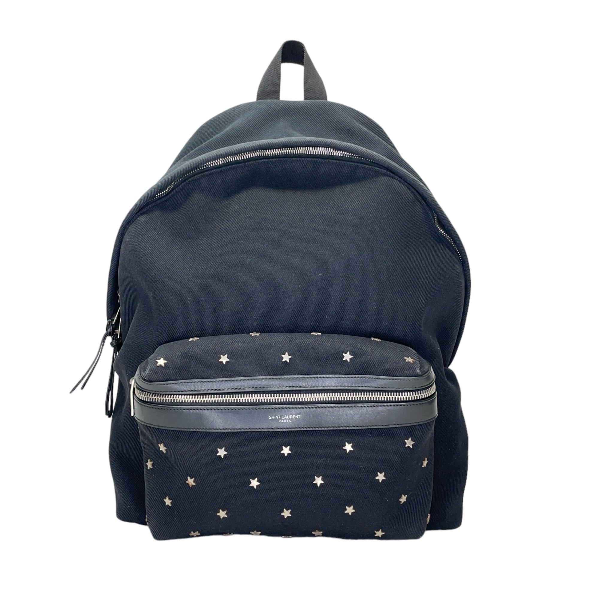 Star Black Backpack in Canvas, Silver hardware