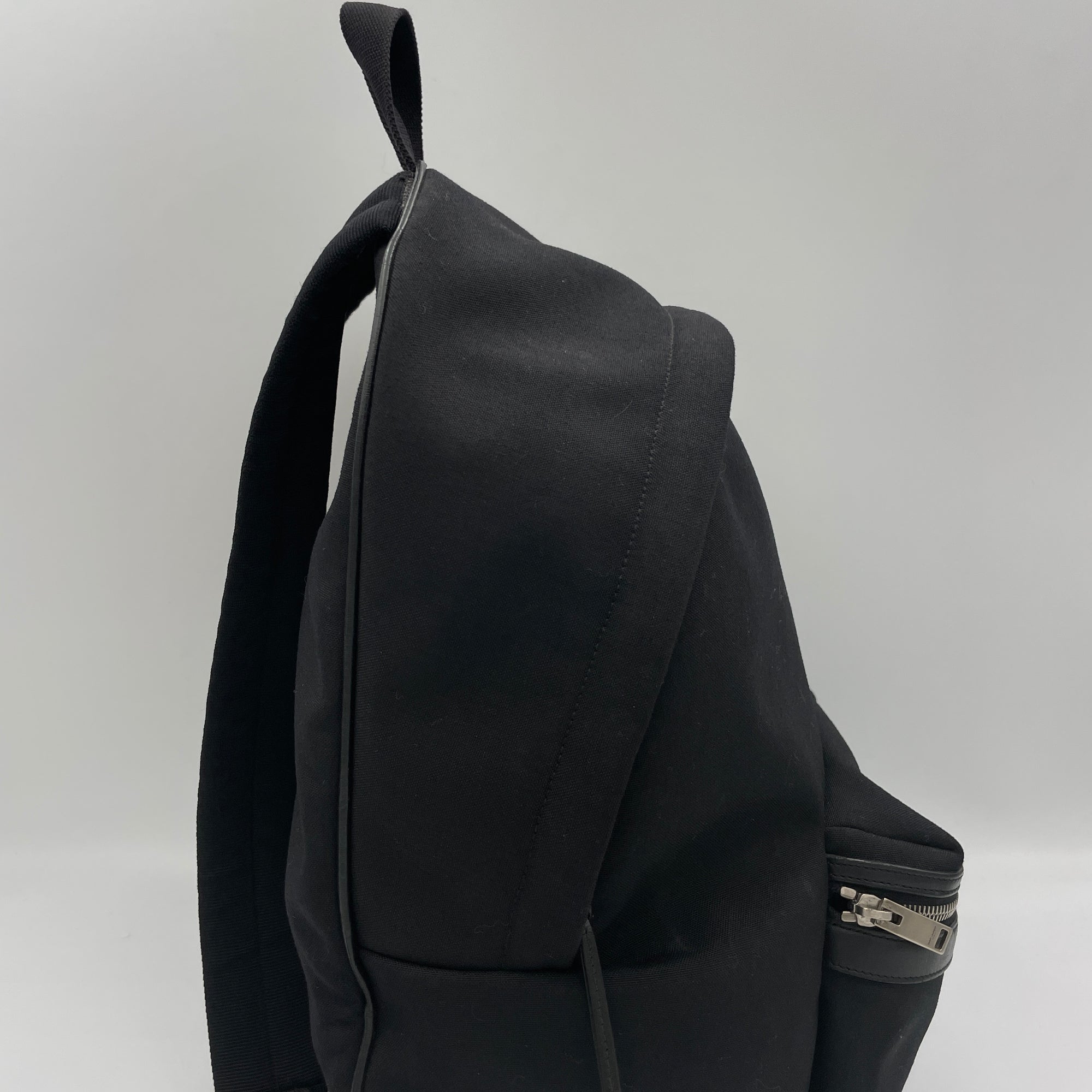 Logo Black Backpack in Canvas, Silver hardware