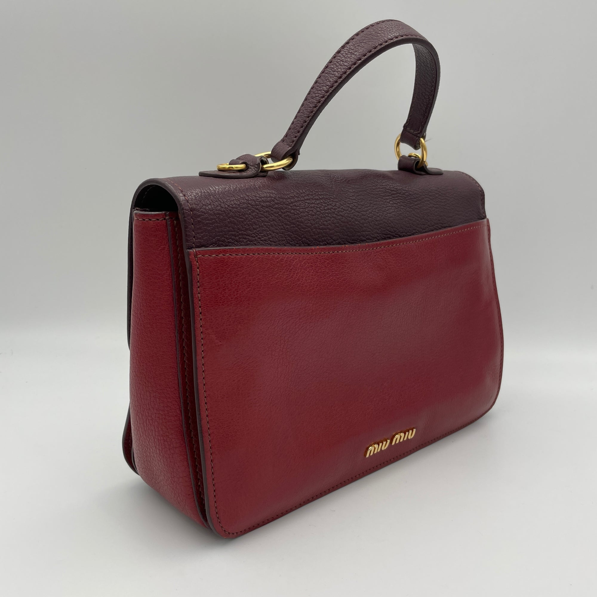 Top Handle handbag Maroon Top Handle Bag in Calfskin, Gold hardware