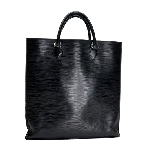 Sac Plat Black Tote Bag in Epi Leather, Silver hardware