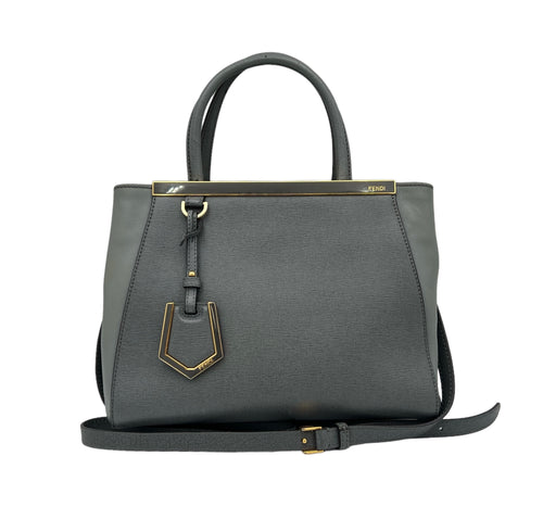 2Jours Grey Top Handle Bag in Calfskin, Gold hardware