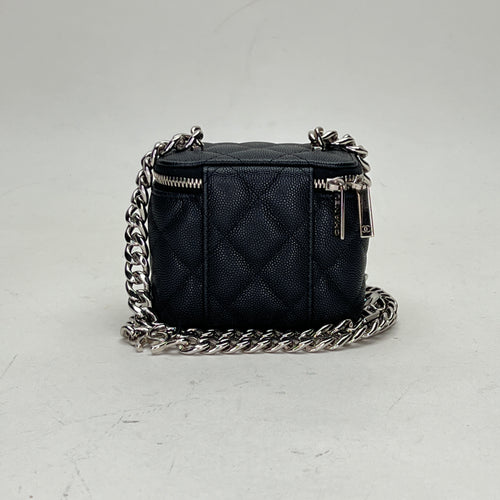 Classic Vanity Mini Black Vanity Bag in Caviar Leather, Silver hardware