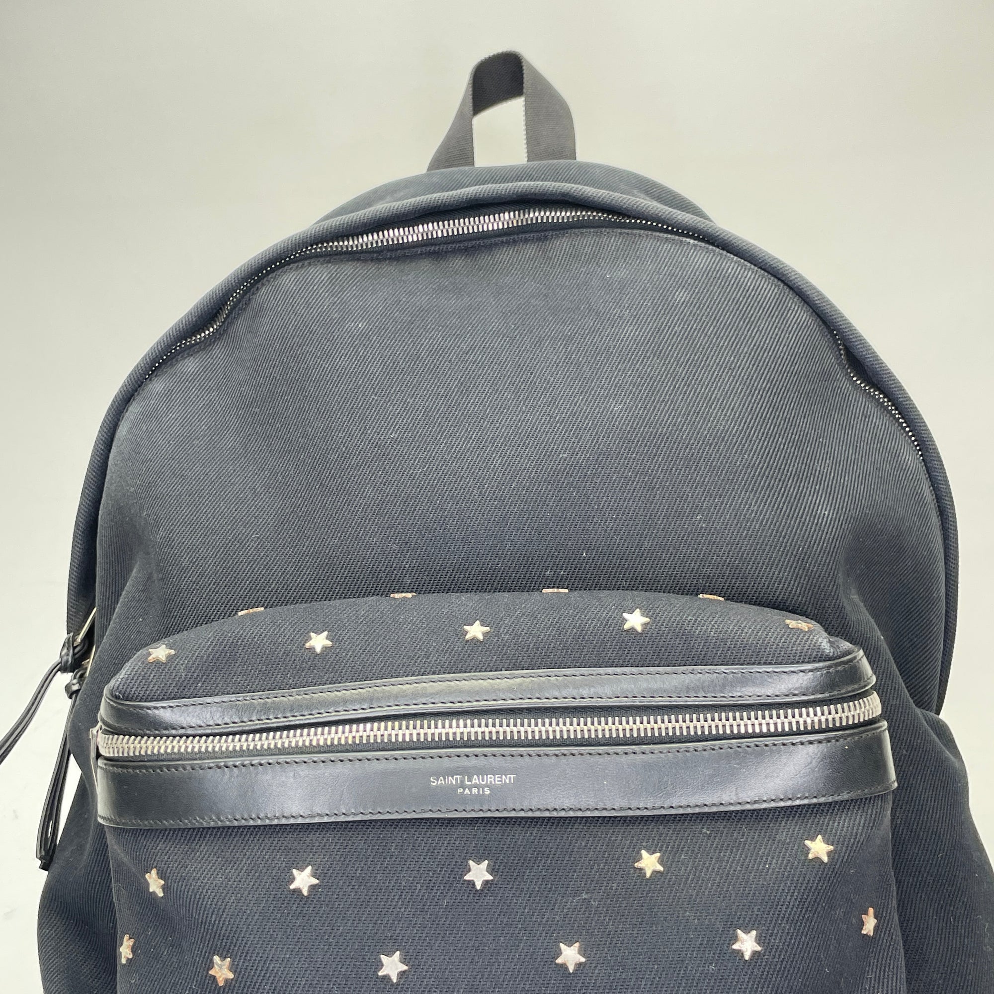 Star Black Backpack in Canvas, Silver hardware