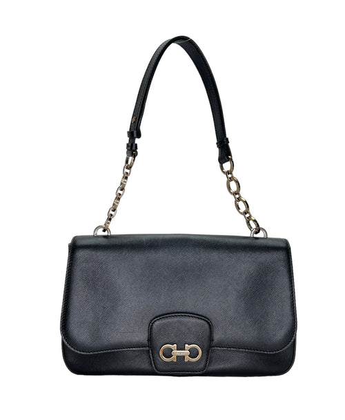 Cross Body Flap bag Black Crossbody Bag in Calfskin, Silver hardware