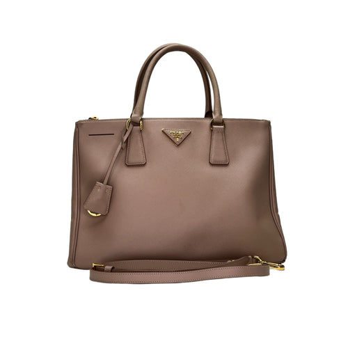 Galleria Large Pink Top Handle Bag in Saffiano Leather, Gold hardware