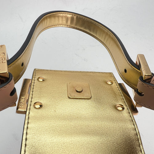 Cookie Mini Pink Top Handle Bag in Calfskin, Gold hardware