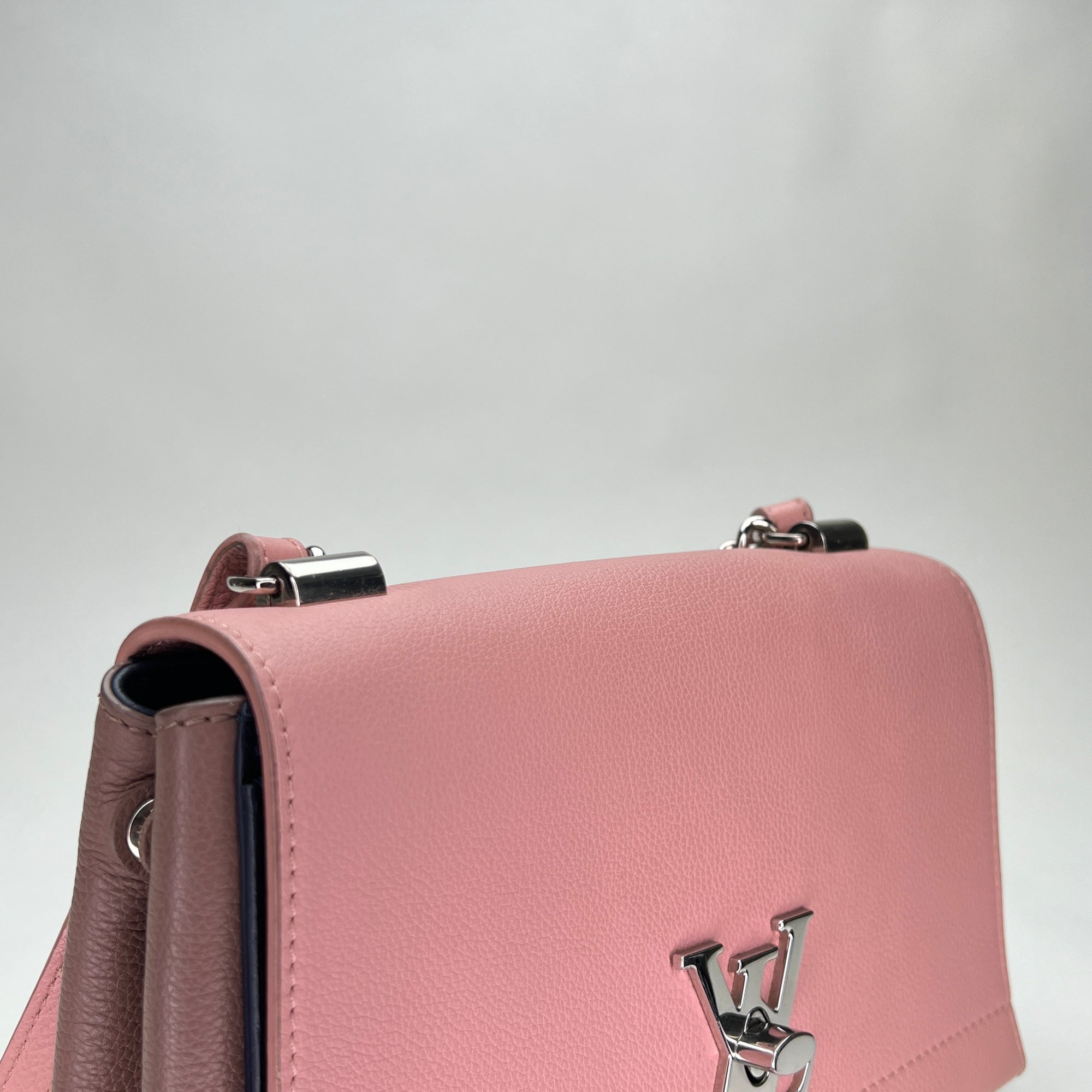 LockMe Tender Pink Shoulder Bag in Calfskin, Silver hardware