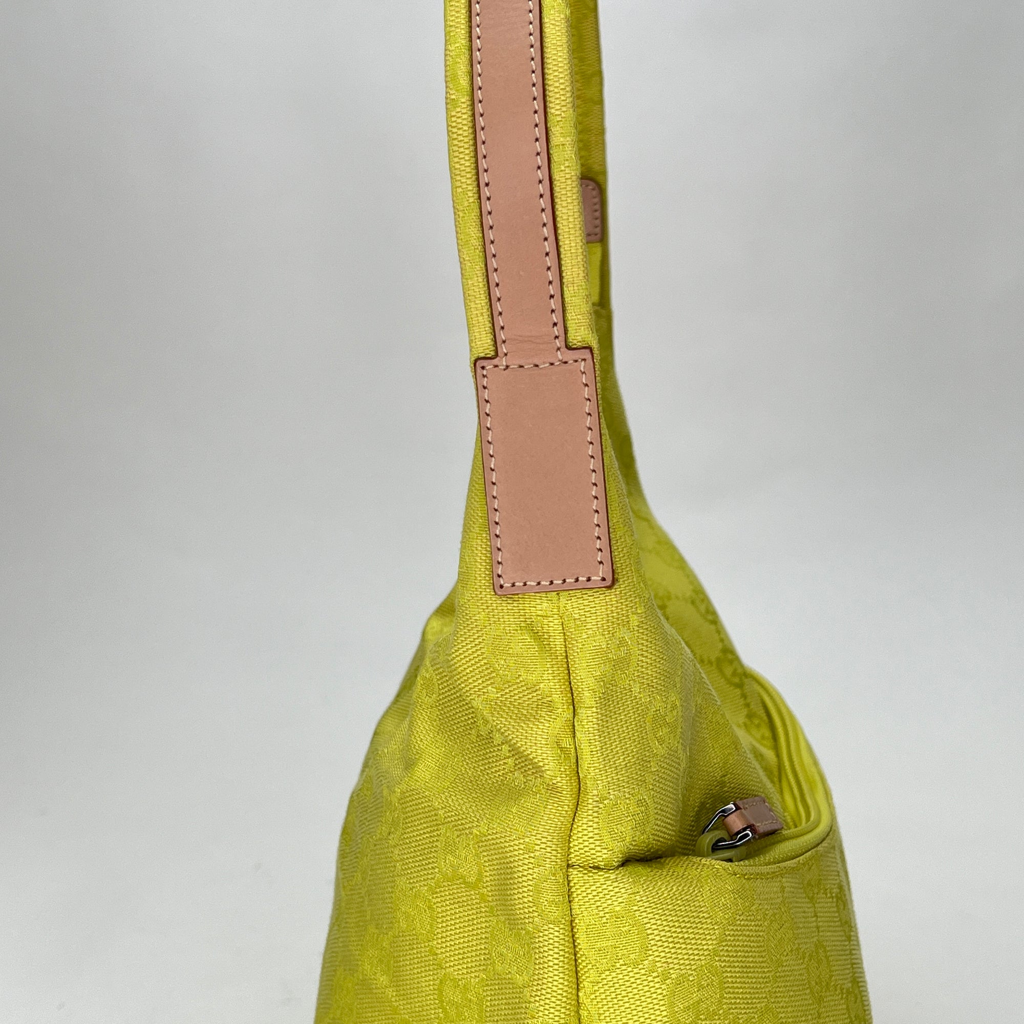 GG Hobo Yellow Shoulder Bag in Jacquard, Silver hardware