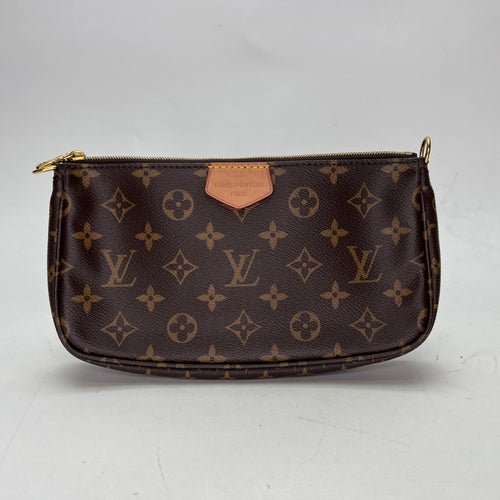 Multi Pochette Accessoires Brown Crossbody Bag in Monogram Coated Canvas, Gold hardware