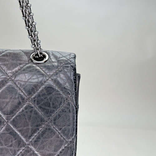 Reissue 2.55 227 Grey Shoulder Bag in Calfskin, Ruthenium hardware