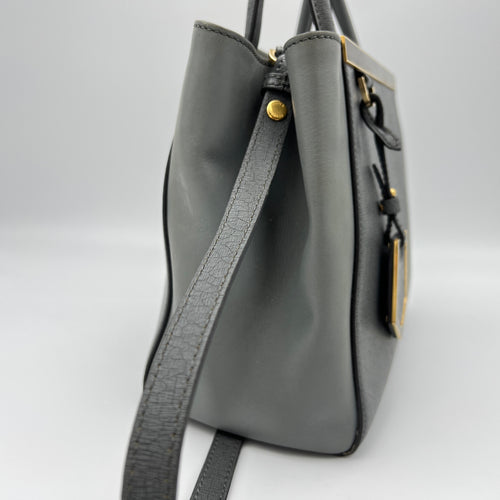 2Jours Grey Top Handle Bag in Calfskin, Gold hardware