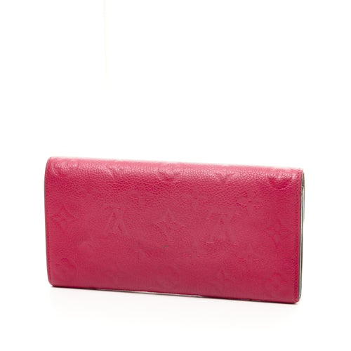 Emilie Long Flap Pink Wallet in Monogram Empreinte Leather, Gold hardware