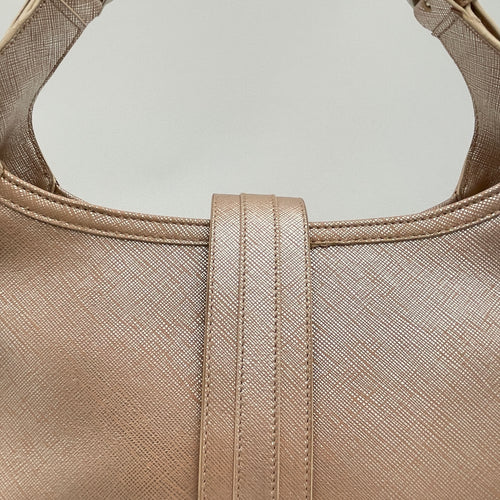 Gancini Hobo Pink Shoulder Bag in Saffiano Leather, Silver hardware