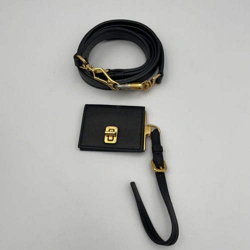 Esplanade Black Top Handle Bag in Saffiano Leather, Gold hardware