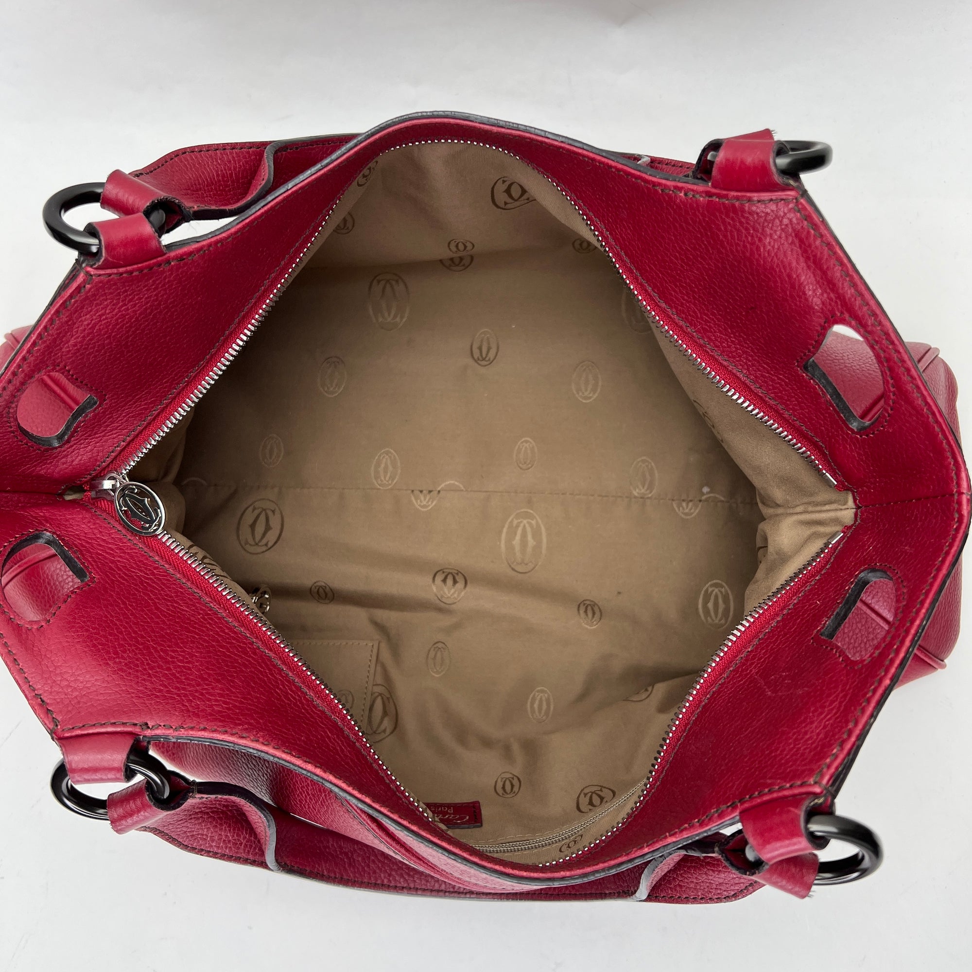 Marcello Red Shoulder Bag in Calfskin, Gunmetal hardware