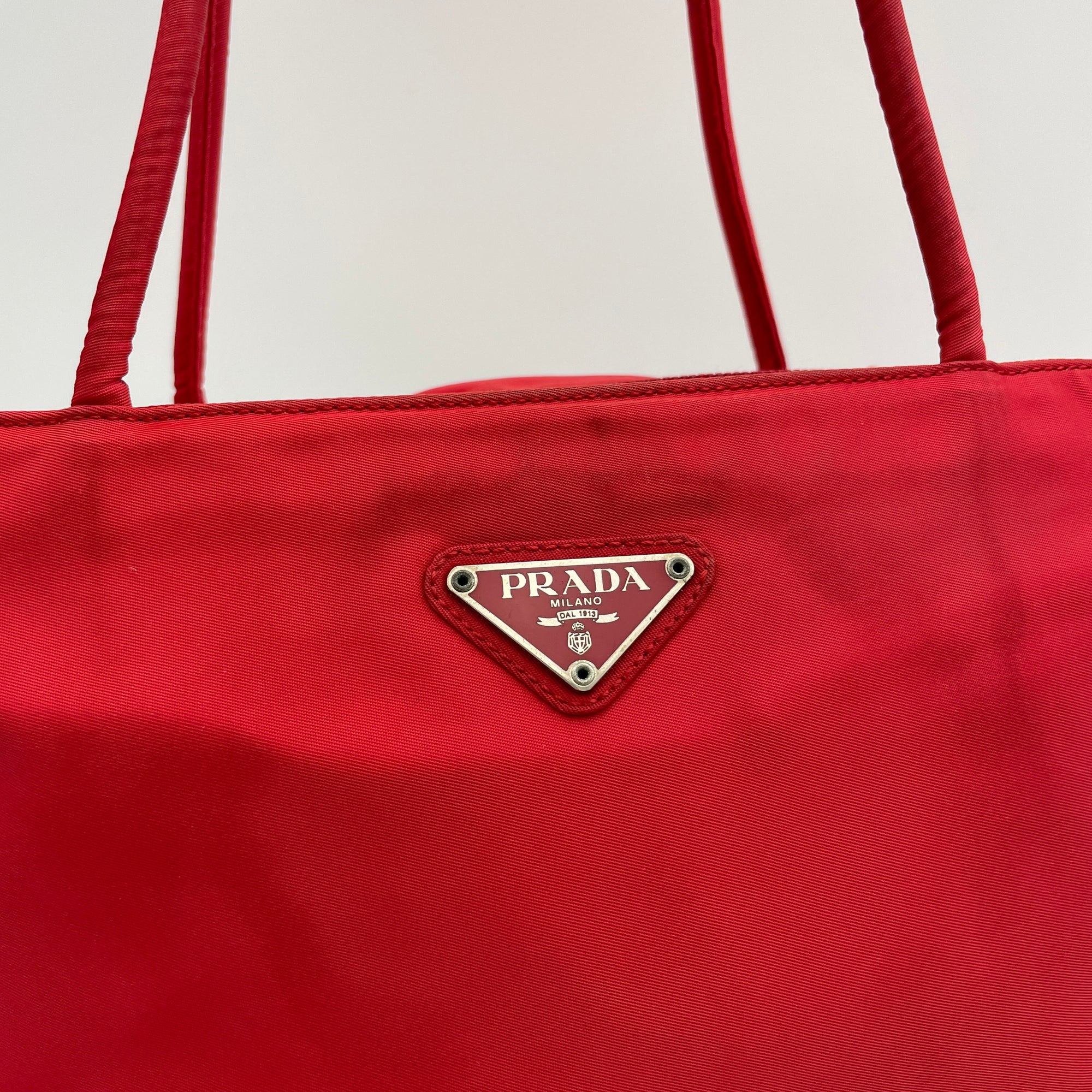 Vintage Logo Red Shoulder Bag in Nylon, Silver hardware