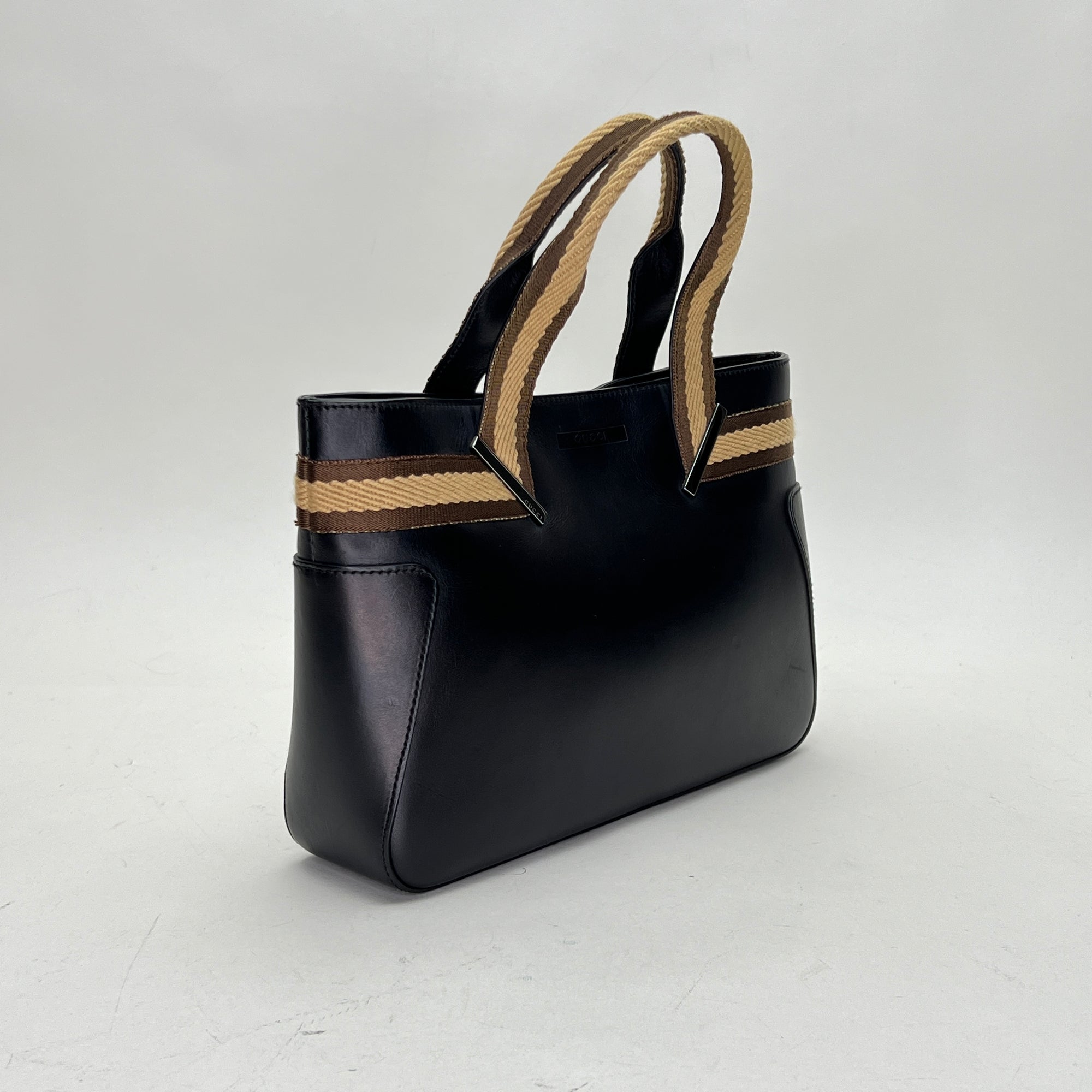 Sherry Black Tote Bag in Calfskin, Silver hardware