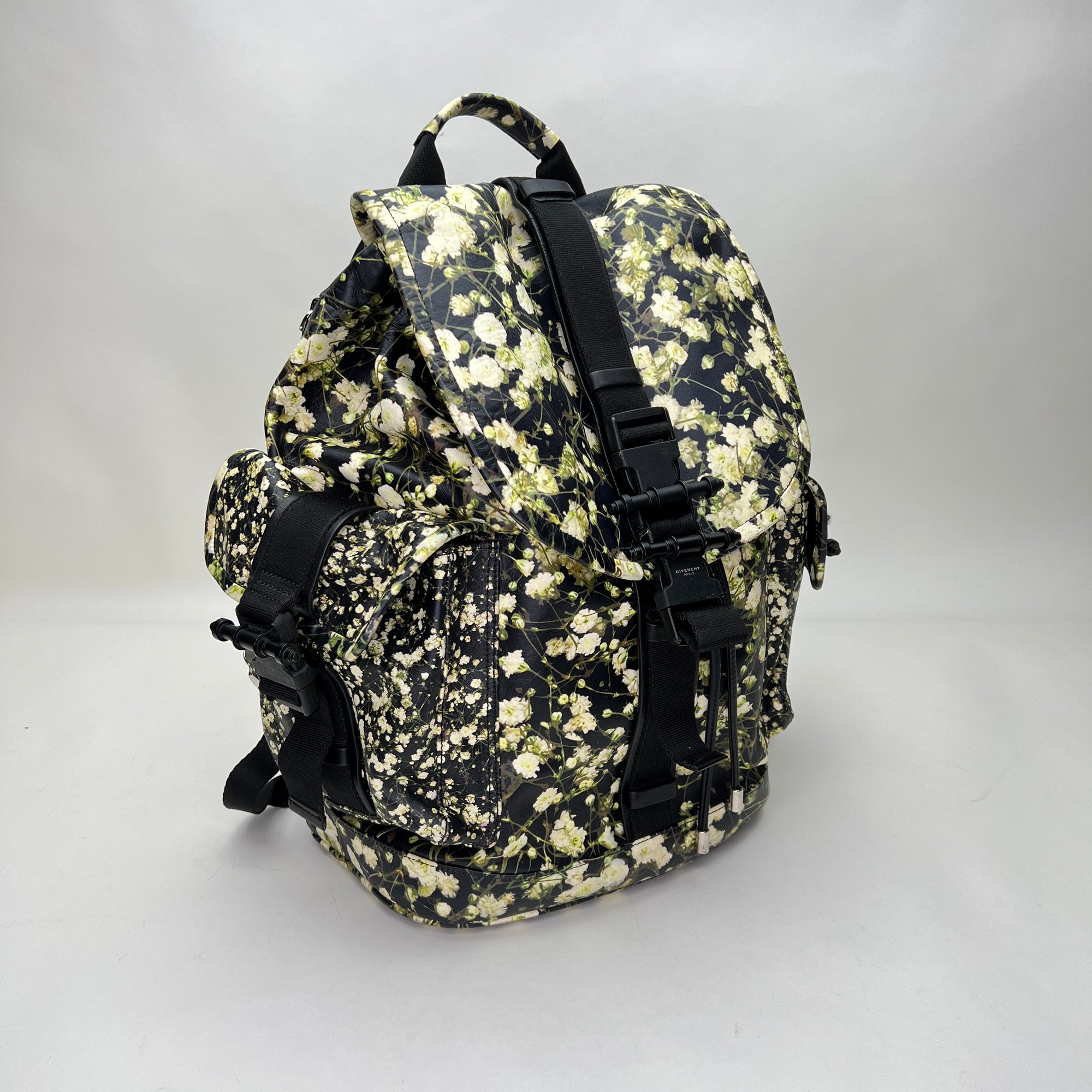 Floral Obsedia Multi-colour Backpack in Calfskin, Silver hardware