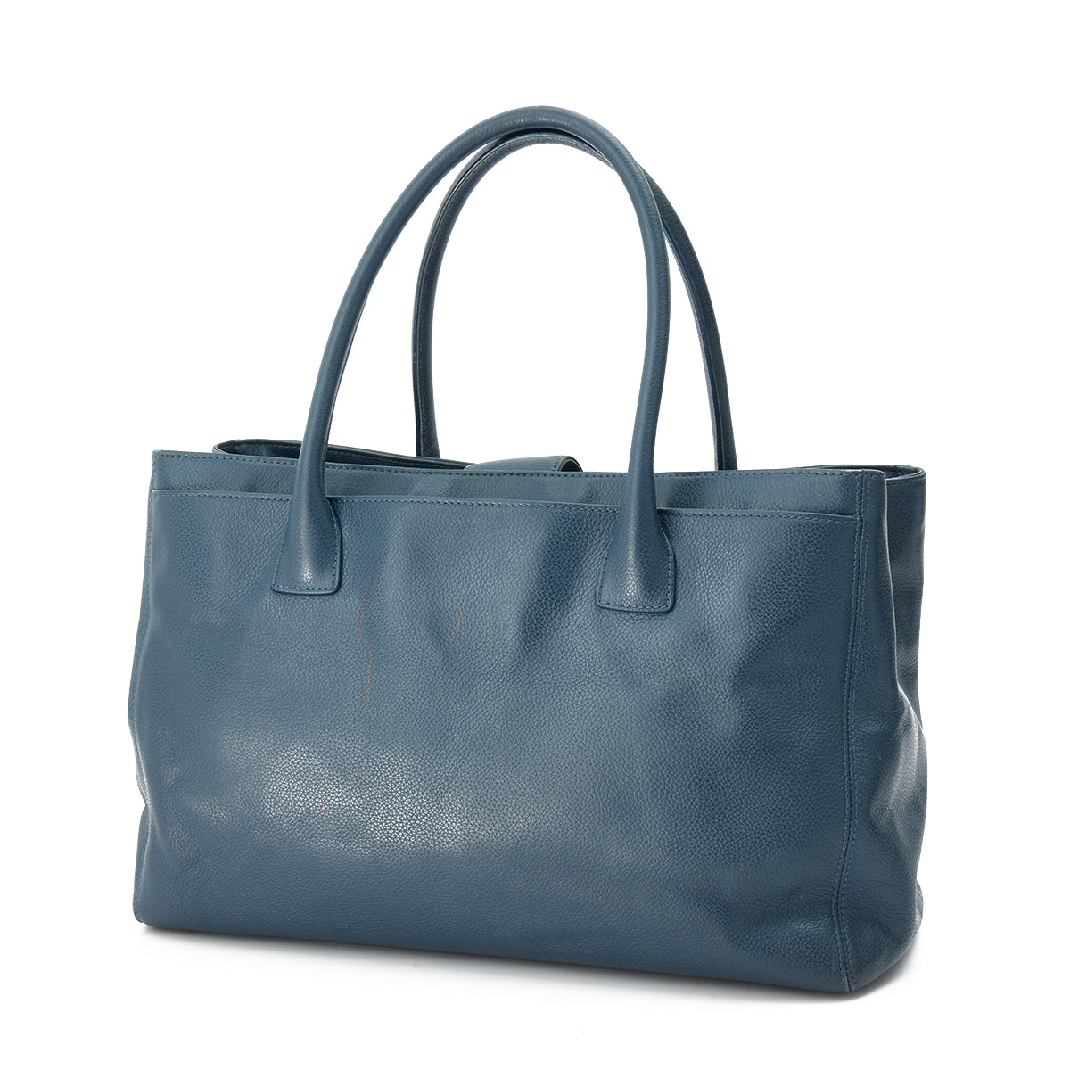 Cerf Navy Tote Bag in Calfskin, Silver hardware