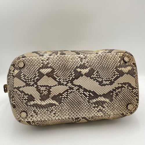 Shoulder Bag Beige Shoulder Bag in Python Leather, Silver hardware