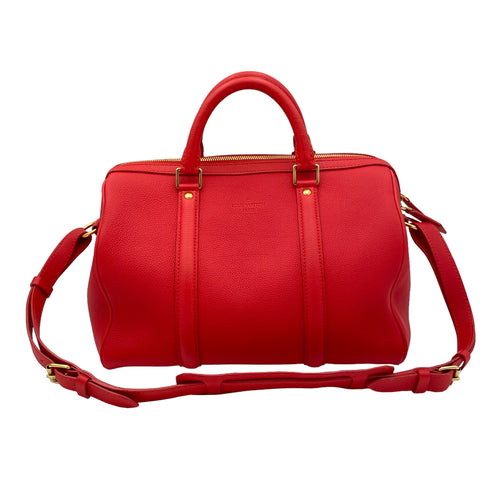 Sofia Copola Boston Red Duffle Bag in Calfskin, Gold hardware