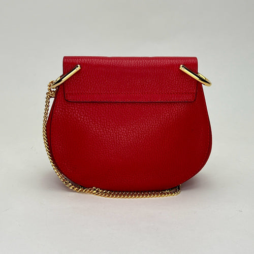 Drew Red Crossbody Bag in Calfskin, Gold hardware