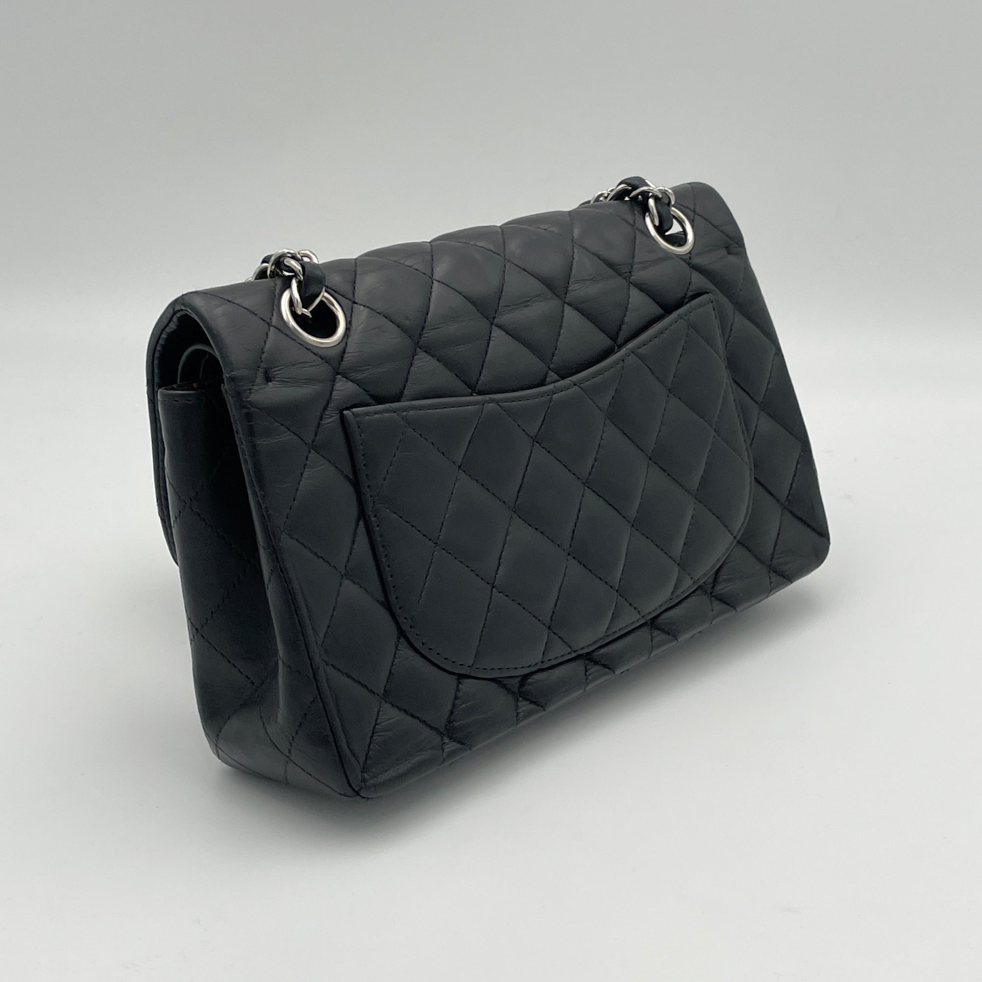 Classic Double Flap Small Black Shoulder Bag in Lambskin, Silver hardware