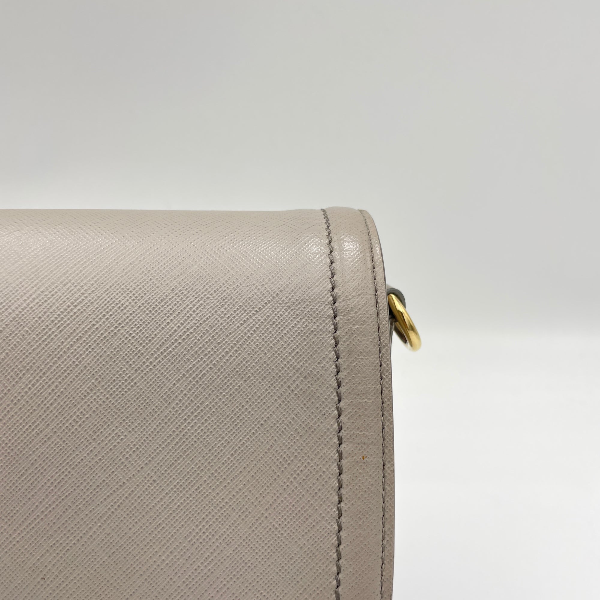 Greta Grey Shoulder Bag in Calfskin, Gold hardware